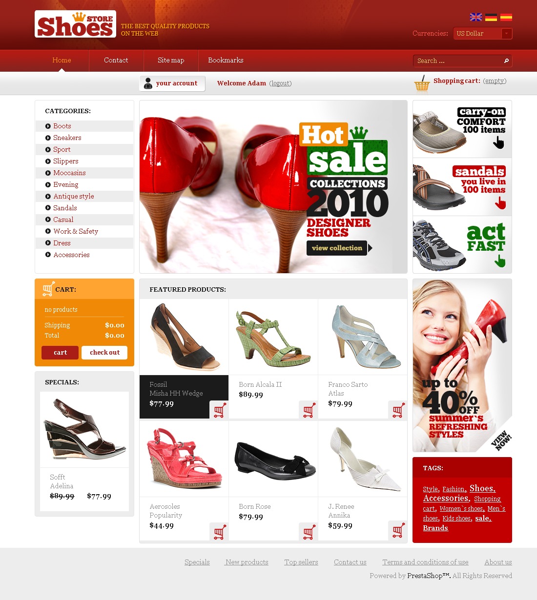 Happy Shoes Prestashop Theme 34923