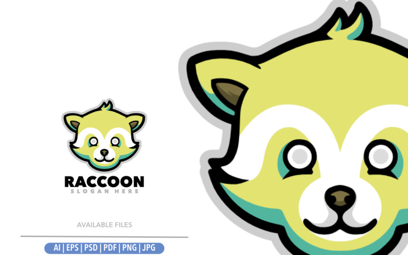 Cute raccoon head logo design Logo Template