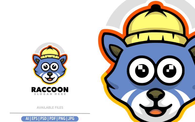 Cute raccoon head mascot cartoon logo Logo Template