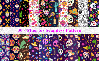 Dia de Muertos Seamless Pattern, Dia de Muertos Pattern, Day of The Dead Seamless Pattern