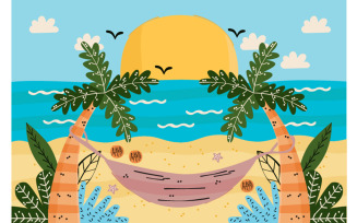 Palms Summer Beach Background Illustration