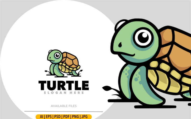 Cute turtle baby cartoon animal logo Logo Template