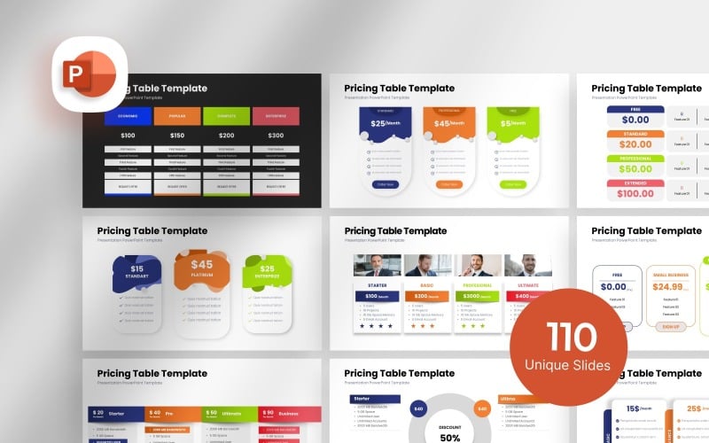 Pricing Table Presentation Template PowerPoint Template