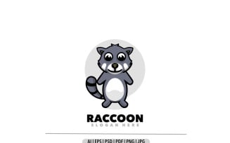Raccoon mascot cartoon design logo