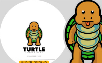 Turtle cartoon baby mascot logo