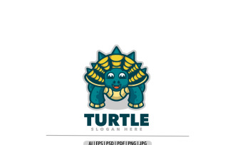 Turtle mascot cartoon design logo template