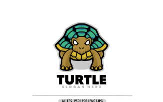 Turtle mascot cartoon logo design logo