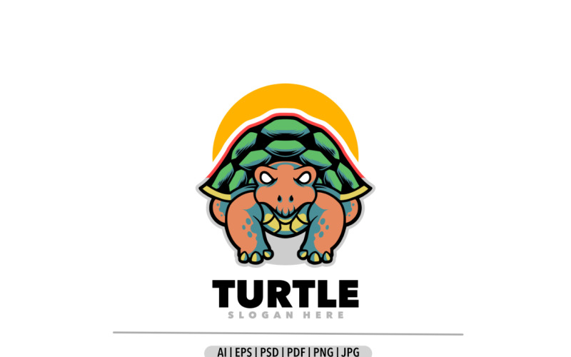 Turtle mascot cartoon logo design template Logo Template