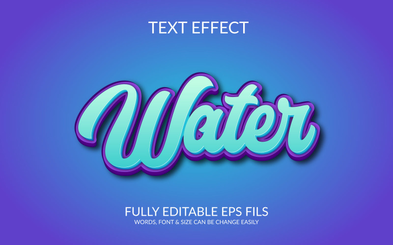 Water 3D Vector Eps Text Effect Template Design Illustration