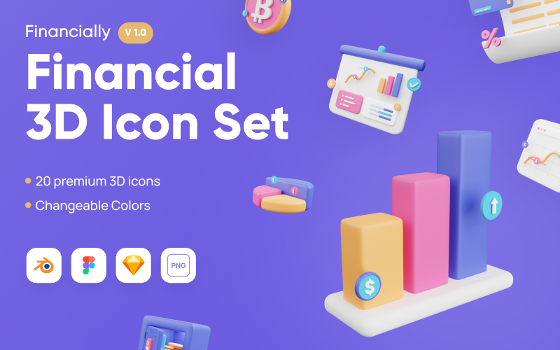 Financially - Financial 3D Icon Set Model