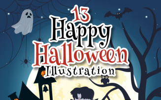 13 Halloween Night Background Illustration