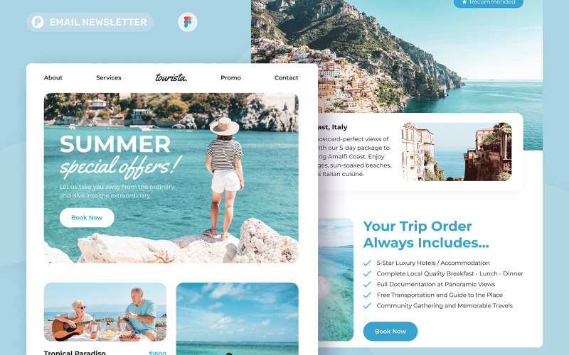 Tourista - Travel Agency Email Newsletter UI Element