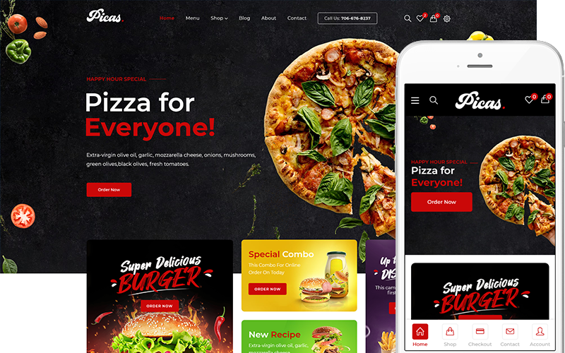Picas - Fast Food Restaurants WooCommerce WordPress Theme