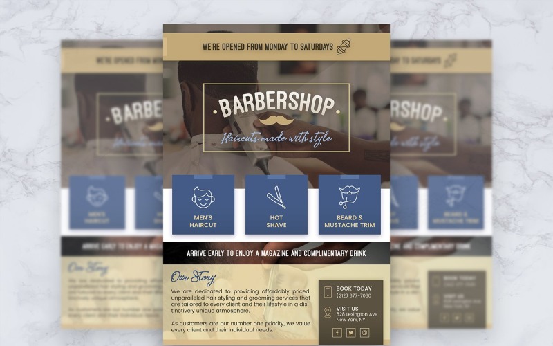 Barbershop and Beauty Salon Flyer Template Corporate Identity