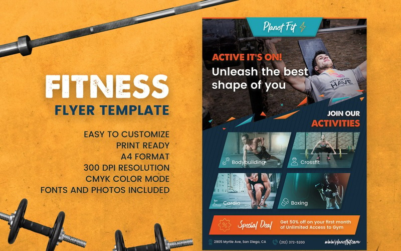 Fitness and Gym Flyer Template Corporate Identity