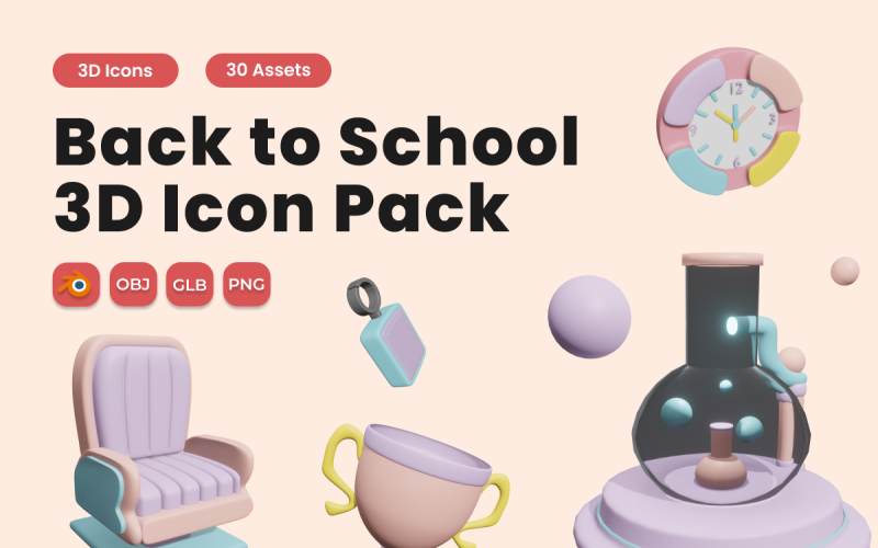 Back to School 3D Icon Pack Vol 1 Model