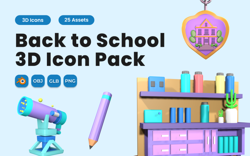 Back to School 3D Icon Pack Vol 3 Model