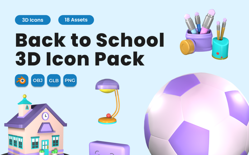 Back to School 3D Icon Pack Vol 4 Model