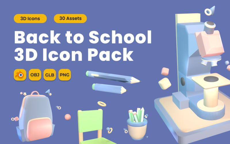 Back to School 3D Icon Pack Vol 5 Model