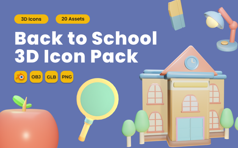 Back to School 3D Icon Pack Vol 6 Model
