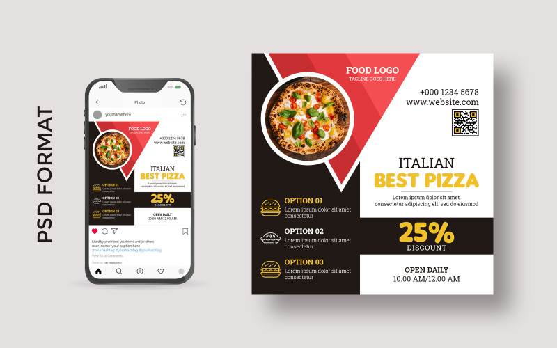 Corporate and food social media post banner with Square size Social Media