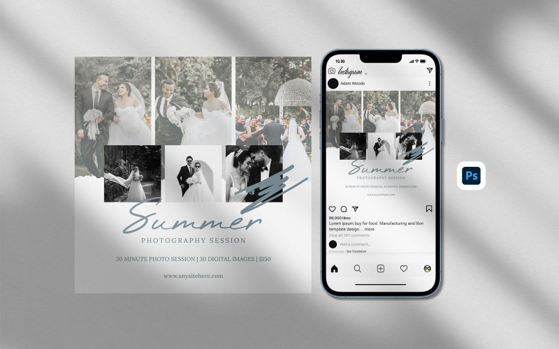 Instagram Template - Summer Instagram Photo Mini Session Template Social Media