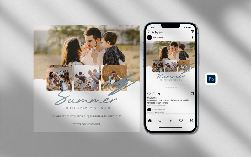 Summer Instagram Photo Mini Session Template Social Media