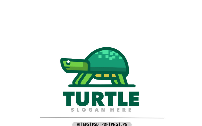 Turtle green simple pixel logo Logo Template