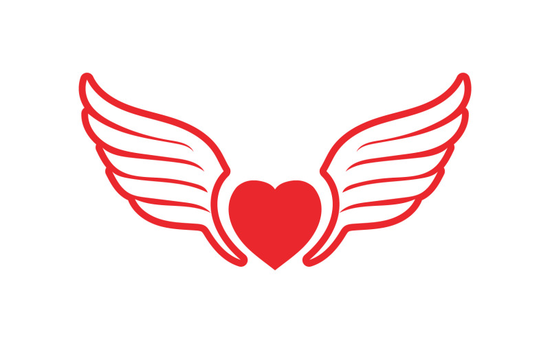 Wing Heart love valentine element logo vector v.7 Logo Template