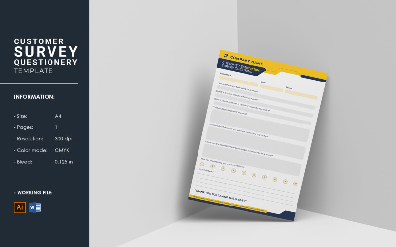 Client Questionnaire Template. Illustrator and MS Word Template Corporate Identity
