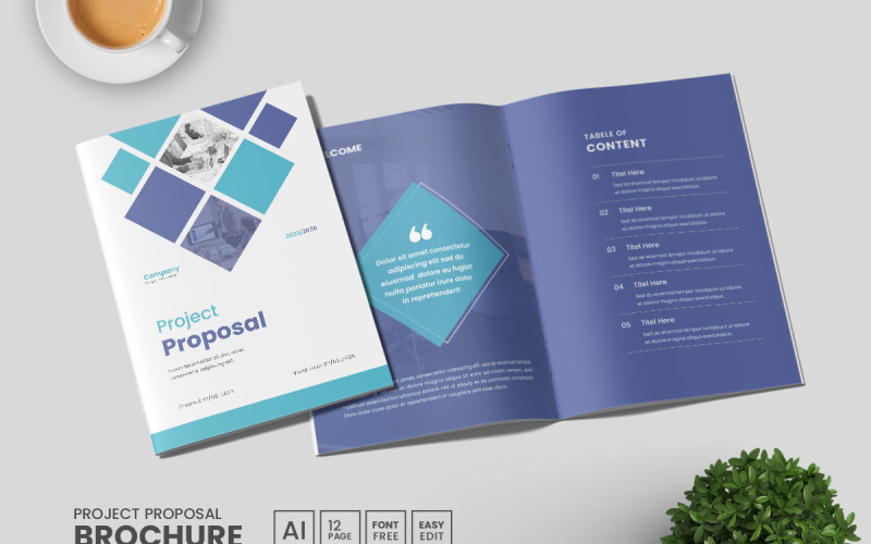 Business project proposal brochure template, company profile layout Magazine Template