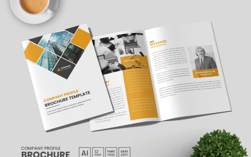 Company profile brochure template and business brochure layout design Magazine Template