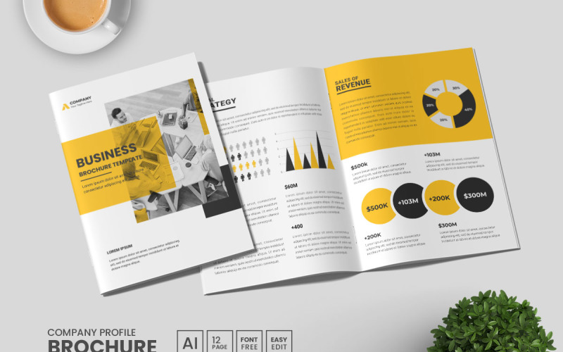 Minimal business brochure layout company profile template Magazine Template