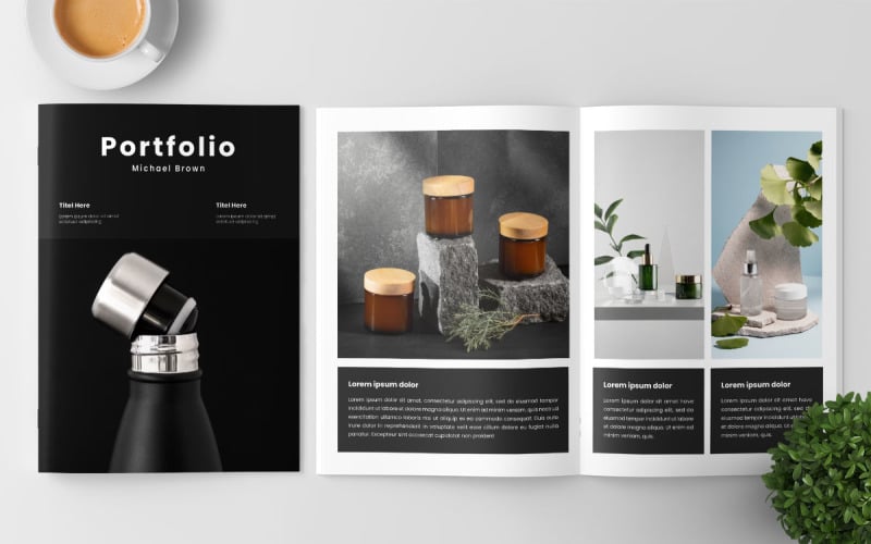 Minimalist design portfolio layout brochure template Magazine Template