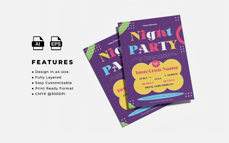 Night Party Template Flyer Corporate Identity