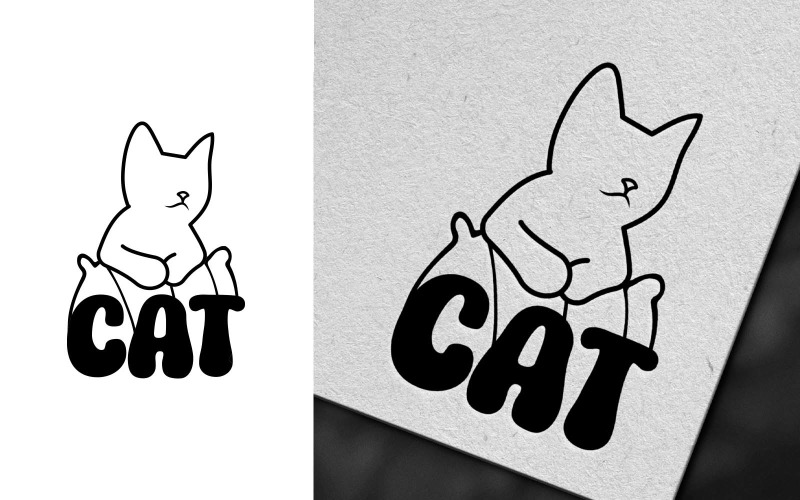 Pillow Cat Logo Design - Brand Identity Logo Template
