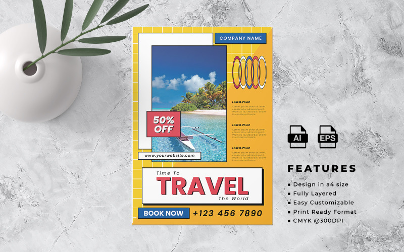 Travel Template Flyer Design Post Corporate Identity