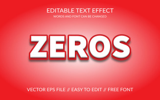 Zeros 3d Editable Vector Eps Text Effect