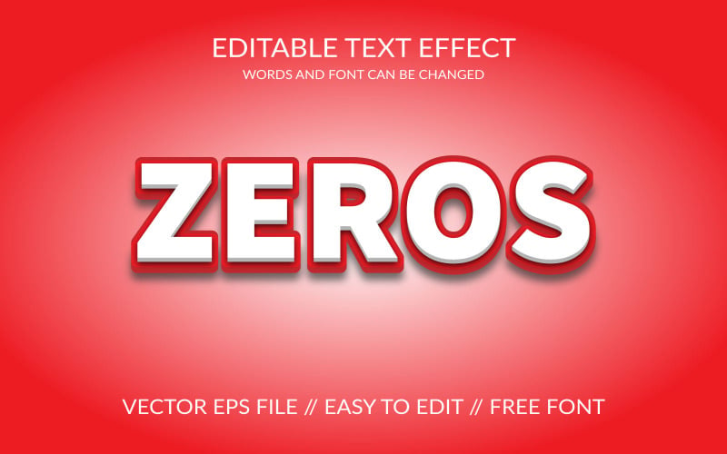 Zeros 3d Editable Vector Eps Text Effect Illustration