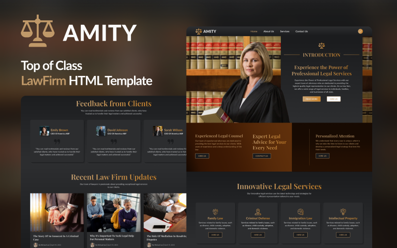 Amity: Elevate Your Legal Practice with our Responsive Law Firm HTML Template Website Template