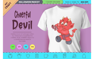 Cheerful little devil. Halloween mascot.