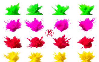 Colorful paint splash explosion of colored powder brush and alcohol ink splatter background