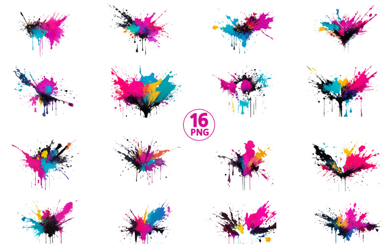 Colorful rainbow paint splash explosion powder spots and alcohol ink splatter abstract background Background