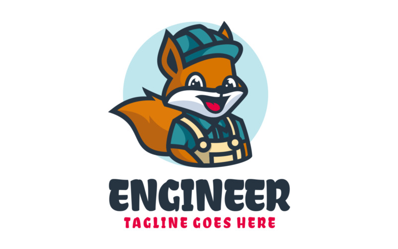 Engineer Squirrel Mascot Cartoon Logo Logo Template