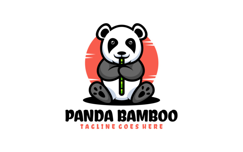 Panda Bamboo Mascot Cartoon Logo Logo Template
