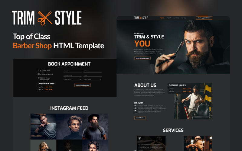 TrimStyle: Elevate Your Grooming Business with the Ultimate Barber Shop and Hair Salon HTML Template Website Template