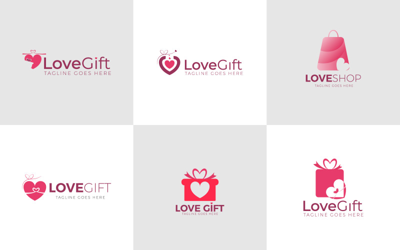 Branding Love Logo presentation, pack Logo Template