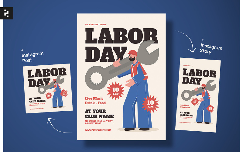 Creative Minimal Labor Day Flyer Corporate Identity