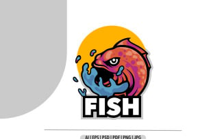 Fish predator logo design template