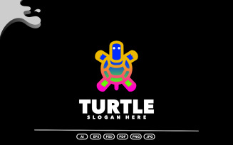 Turtle line gradient design logo